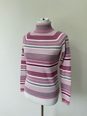 St. John’s Bay Women's Pink Striped Turtleneck Sweater